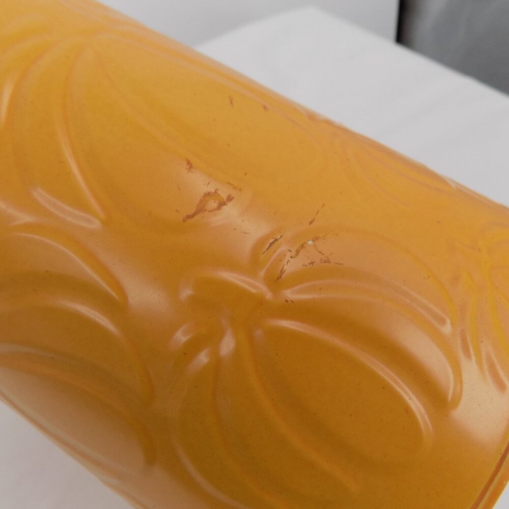 Ashland Heirloom Harvest Fall Galvanized Yellow Embossed Pumpkin Pitcher New - Picture 7 of 9